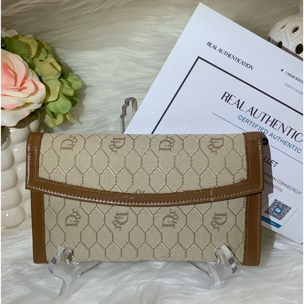 Christian Dior Vintage Honeycomb Long Wallet With COA